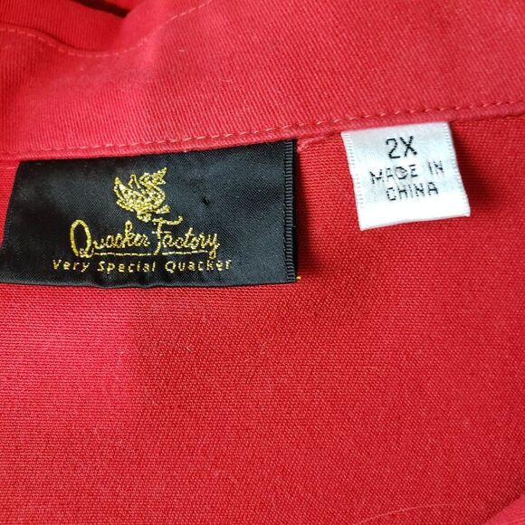 Pretty Quacker Factory Red Rhinestone Rose Jacket womens Plus size 2X - Picture 11 of 12